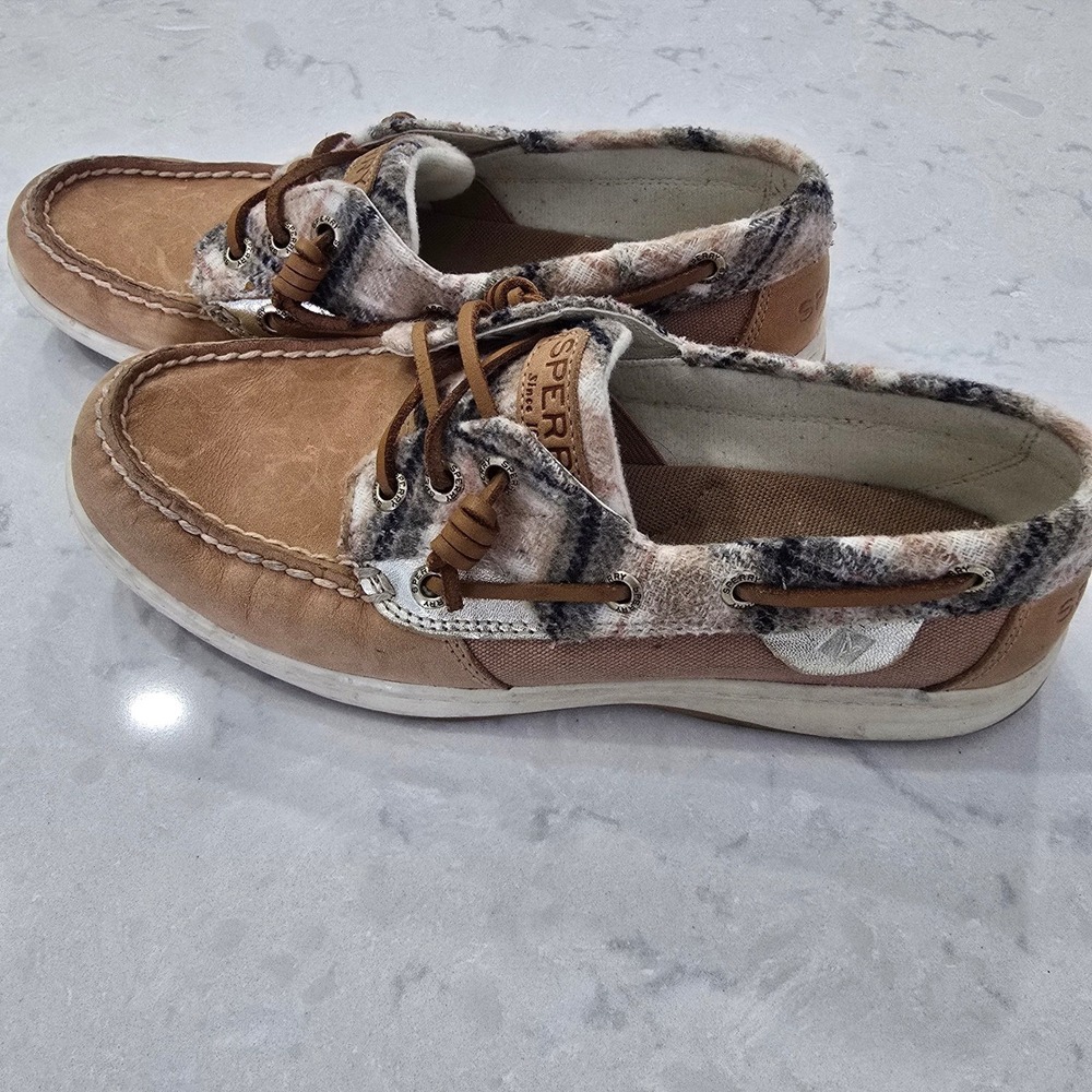 Sperry Top Sider Womens Preppy Plaid Shoes Leather Size 7 New England Heritage